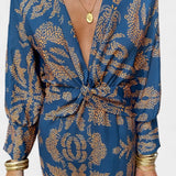 Ema Maxi Haljina s V Izrezom i Prednjim Čvorom