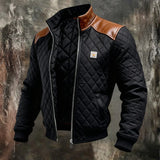 Zoran | Crna matelassée jakna s kožnim ramenima