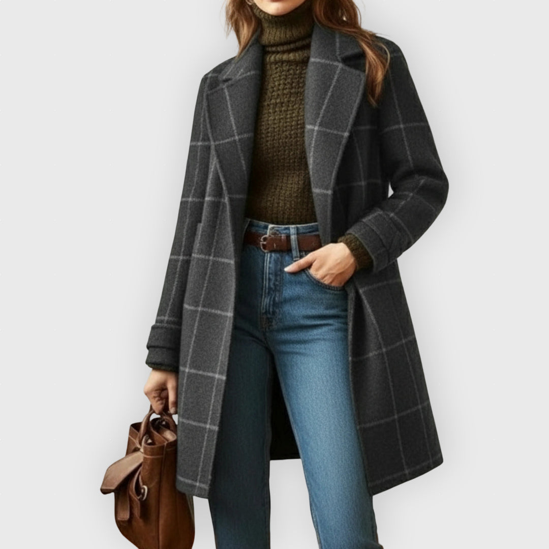 Mira | Ženski vuneni karirani kaput