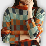 Dunja | Ženski patchwork pulover s visokim ovratnikom