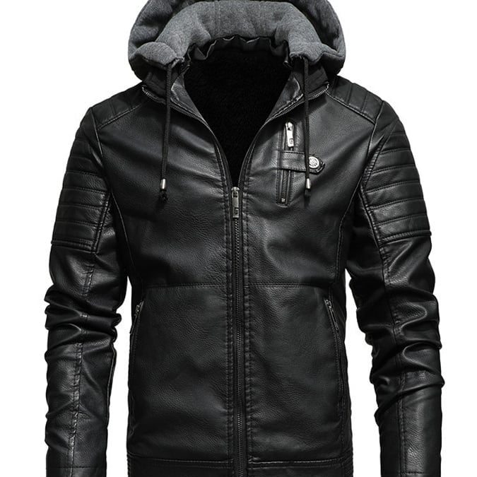 Goran | KURTKA S KAPULJAČOM S EFEKTOM KOŽE S ZIPOM