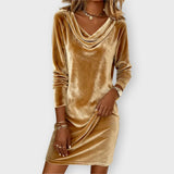 Marina | Elegantna baršunasta haljina s drapiranim izrezom