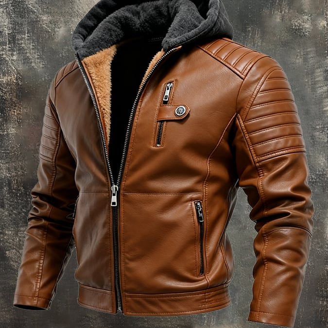 Goran | KURTKA S KAPULJAČOM S EFEKTOM KOŽE S ZIPOM