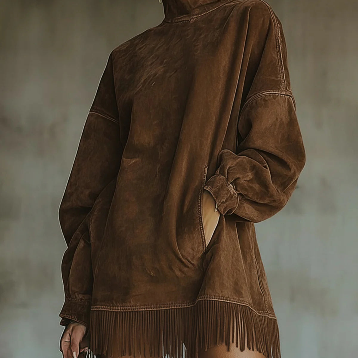 Zamira – suknasta jakna od brušene kože s resama