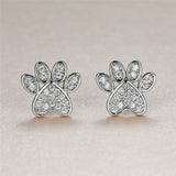 Naušnice u obliku srca s dizajnom mačje šape i bijelim cirkonom