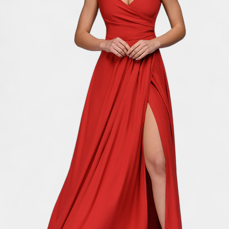 Tatjana Duga Haljina s Draperijom Sprijeda i Preklopljenim Izrezom