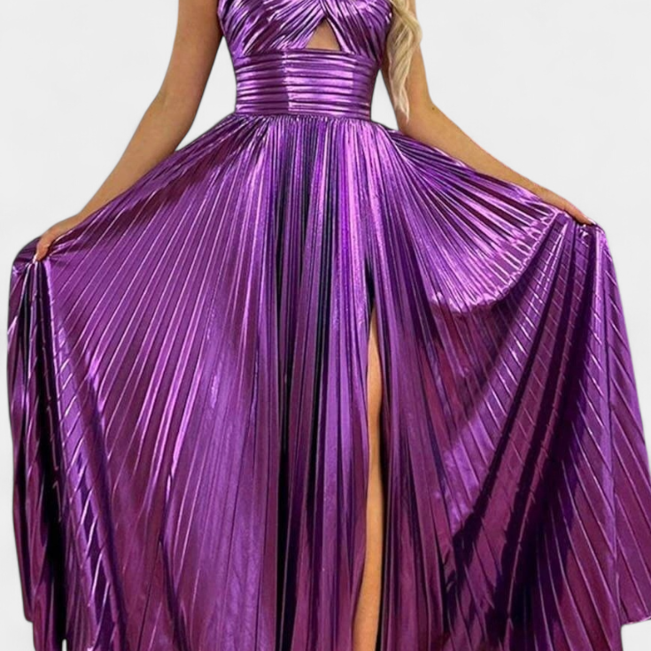 Branimira Maxi Haljina Metalik s Preklopom i Raskorakom