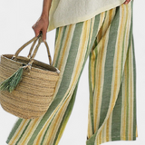 Daisy komplet od bambusovog lana Mediteranski s maslinastim prugama za osvježavajući i elegantan stil