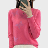 Pleteni Džemper s Uzorkom Leptira