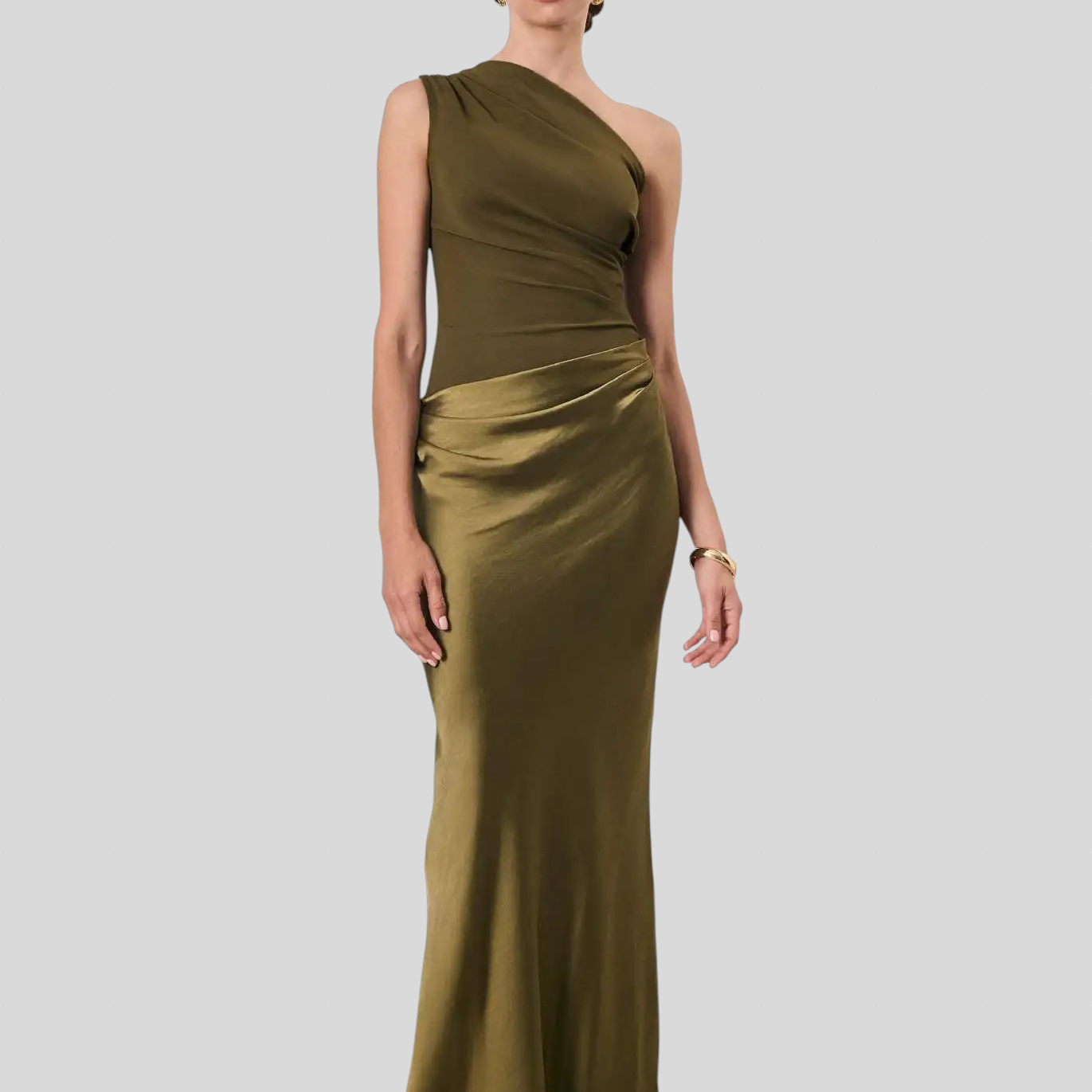 Amber – Saten Haljina Na Jedno Rame, Maxi Duljine