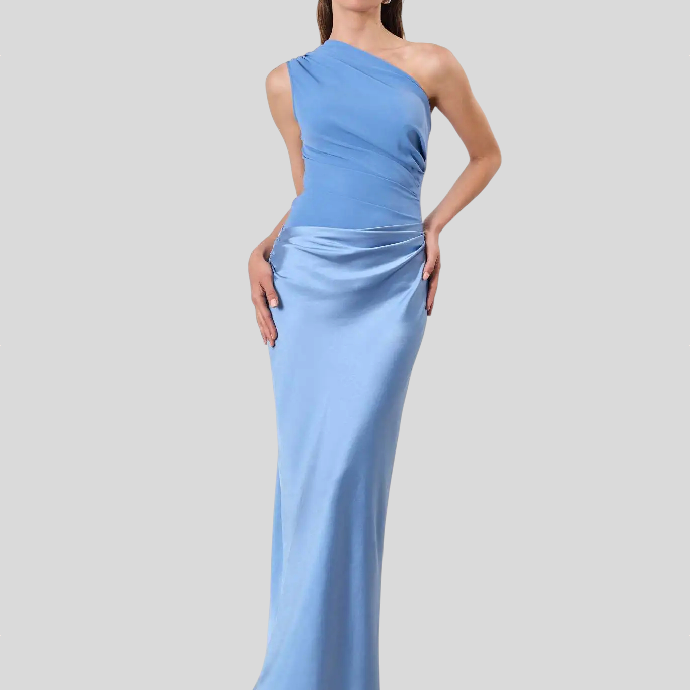 Amber – Saten Haljina Na Jedno Rame, Maxi Duljine