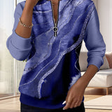 Arlena – moderna bluza s apstraktnim uzorkom i patentnim zatvaračem