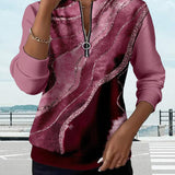 Arlena – moderna bluza s apstraktnim uzorkom i patentnim zatvaračem