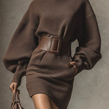 Ženske tamno smeđe univerzalne mini haljine