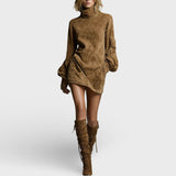 Vintage slobodne suknje od antilopa s rolkom