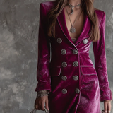 Ljubičasti dugi sako od sameta s gumbima