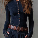 Helena | Granatna zamšasta maxi haljina s remenom