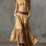 Helena | Granatna zamšasta maxi haljina s remenom