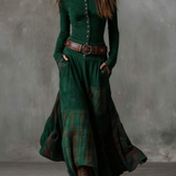 Helena | Granatna zamšasta maxi haljina s remenom