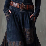 Helena | Granatna zamšasta maxi haljina s remenom