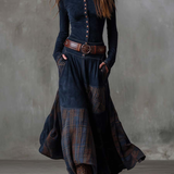 Helena | Granatna zamšasta maxi haljina s remenom