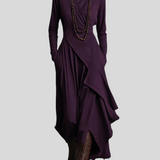 Giorgia – Asimetrična Maxi Haljina S Naborima I Visokim Ovratnikom