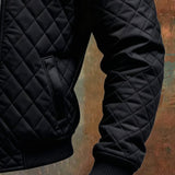 Zoran | Crna matelassée jakna s kožnim ramenima