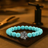 Ogrlica od prirodnog kamena s privjeskom šape – elastična perlica narukvica za muškarce i žene