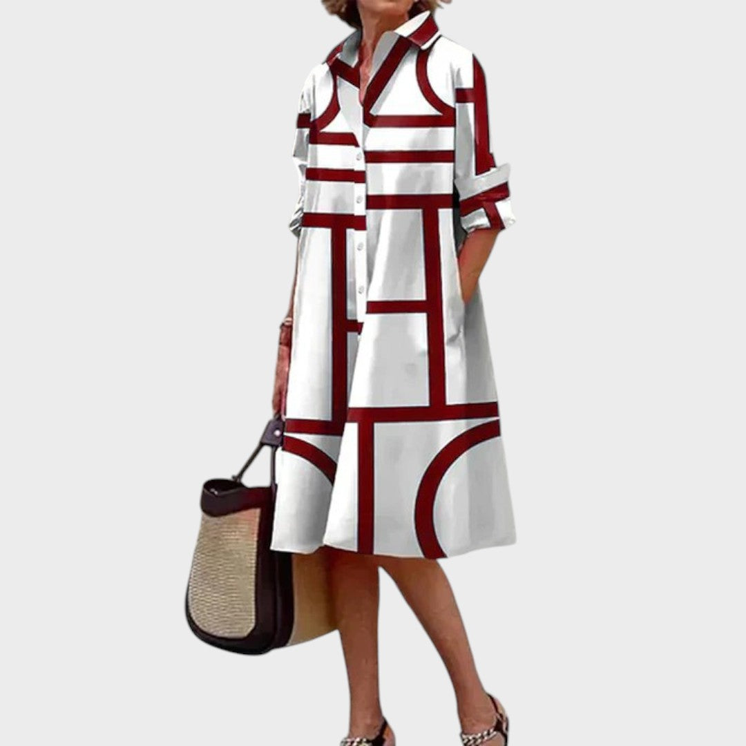 Dragana - Ženska haljina s geometrijskim printom