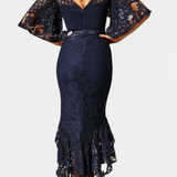 Ksenija Midi Haljina od Čipke s Dekolteom u Obliku Srca