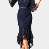 Ksenija Midi Haljina od Čipke s Dekolteom u Obliku Srca