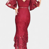 Ksenija Midi Haljina od Čipke s Dekolteom u Obliku Srca