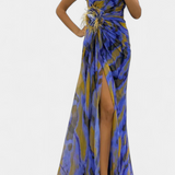 Blanka Maxi Asimetrična Haljina s Vibrantnim Uzorkom