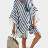 Set prugasti Nancy s oversized majicom i elegantnim šortsevima