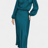 Marija Maxi Haljina s Visokim Ovratnikom i Cvjetnim Detaljima