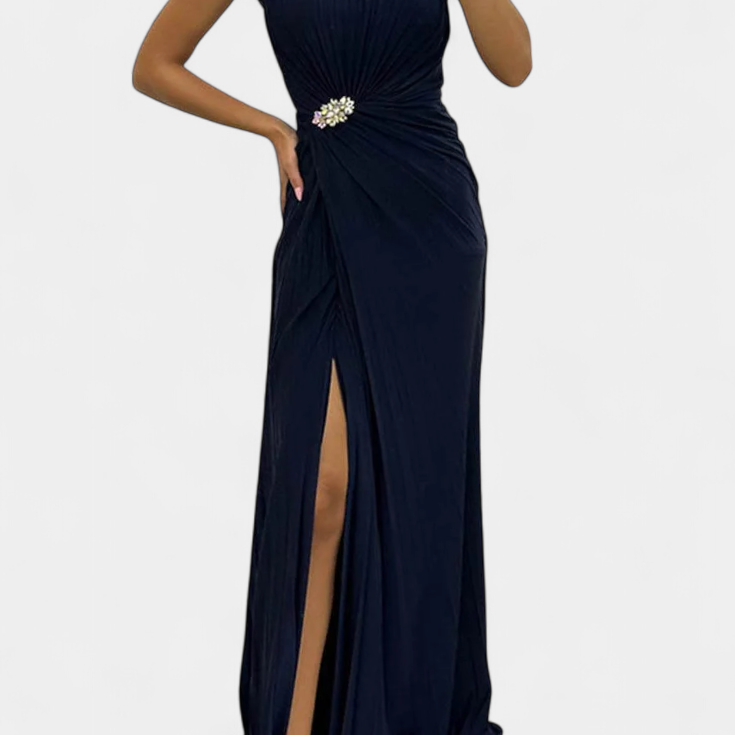 Emilija Maxi Haljina s Plisiranjem i Bočnim Izrezom