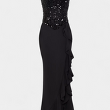 Filipa Midi Haljina s Korsetom i Asimetričnim Volanima