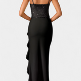 Filipa Midi Haljina s Korsetom i Asimetričnim Volanima