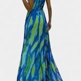 Blanka Maxi Asimetrična Haljina s Vibrantnim Uzorkom