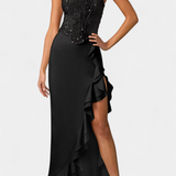 Filipa Midi Haljina s Korsetom i Asimetričnim Volanima