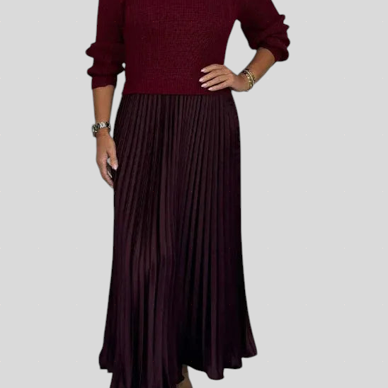 Claudia - Plisirana Haljina s Puloverom