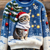 Cvita - Ženski retro flanelski top s božićnim umjetničkim printom životinja