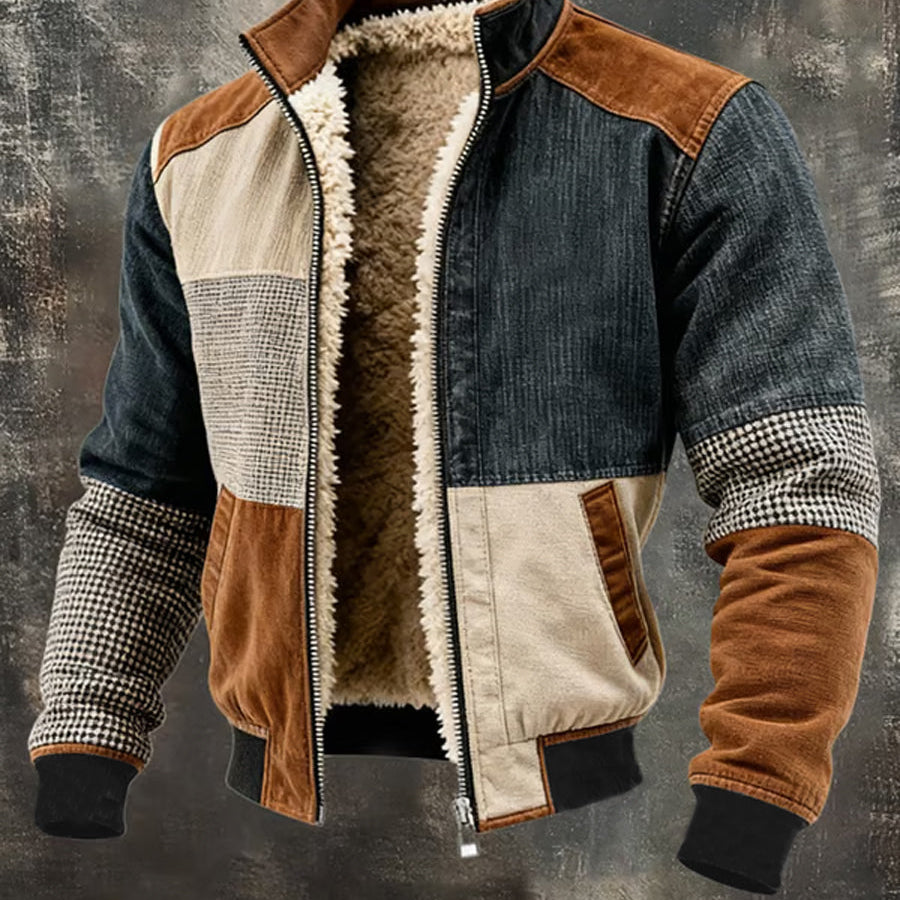 Dario | Topla retro jakna patchwork na patent